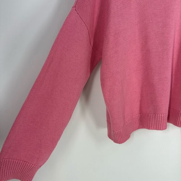 EILEEN FISHER Women’s Candy Pink Drop Shoulder Knit Tencel/Cotton Sweater Sz L - Picture 3 of 9